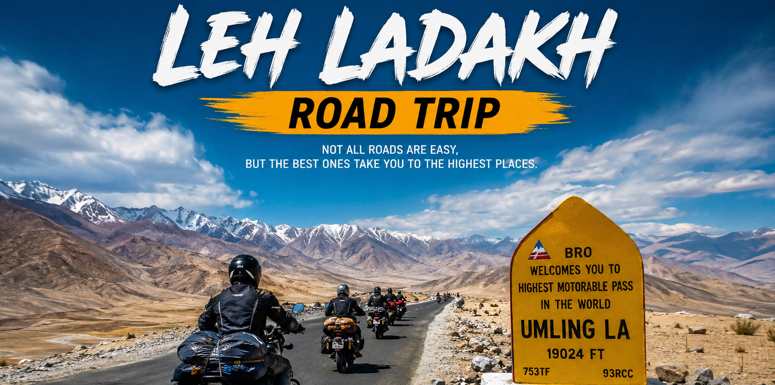 Ride beyond the roads. Chase the mountains. Conquer the Himalayas. 🏔️

Join The Himalayan Calling for the ultimate Leh Ladakh Bike Expedition. Ride through high mountain passes, crystal-clear lakes, and unforgettable landscapes.
📍 Chandigarh → Manali → Leh → Nubra → Pangong → Hanle → Umling La → Chandigarh